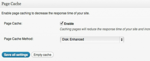 Page cache Settings W3 Total Cache (nen)
