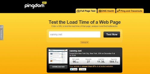 Pingdom Tools do toc do load website